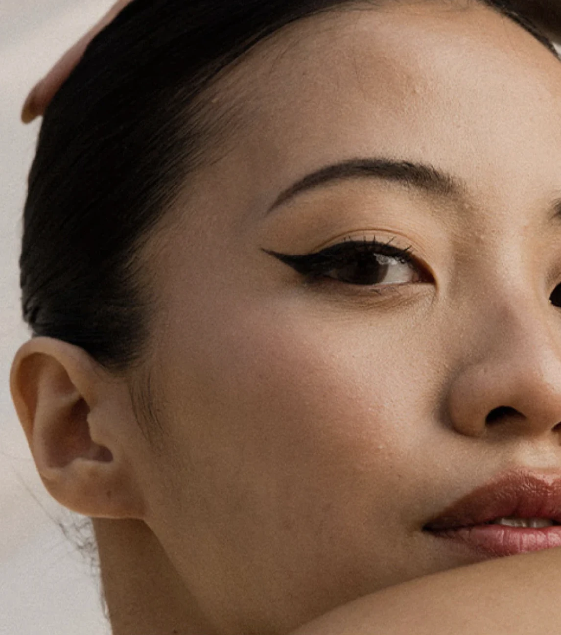 Close view of facial skin texture relevant to eCO2 laser resurfacing
